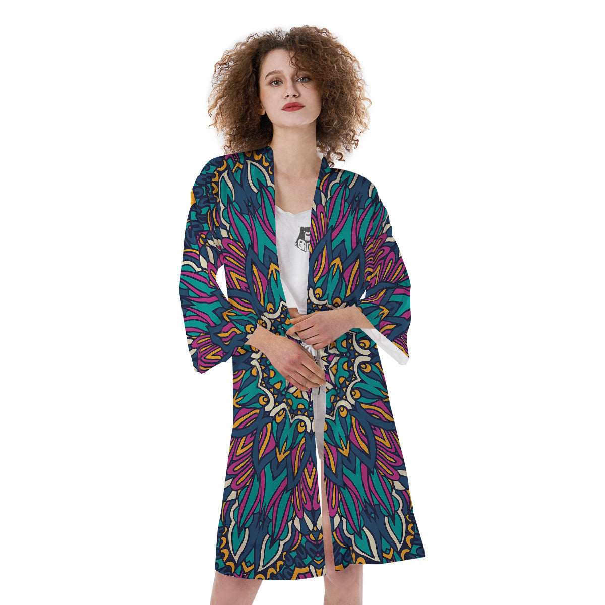 Mandala Coloful Print Kimono-grizzshop