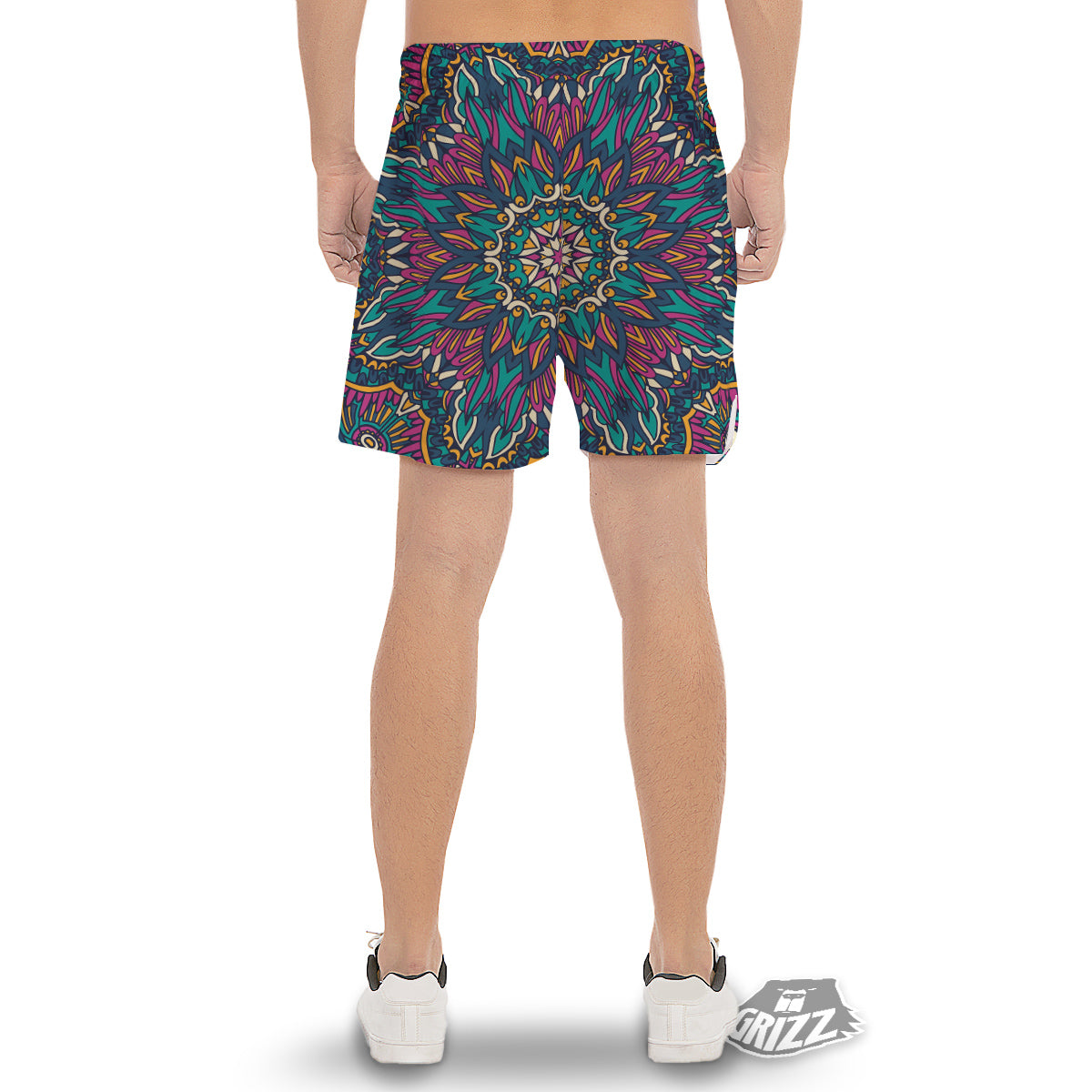 Mandala Coloful Print Men's Gym Shorts-grizzshop