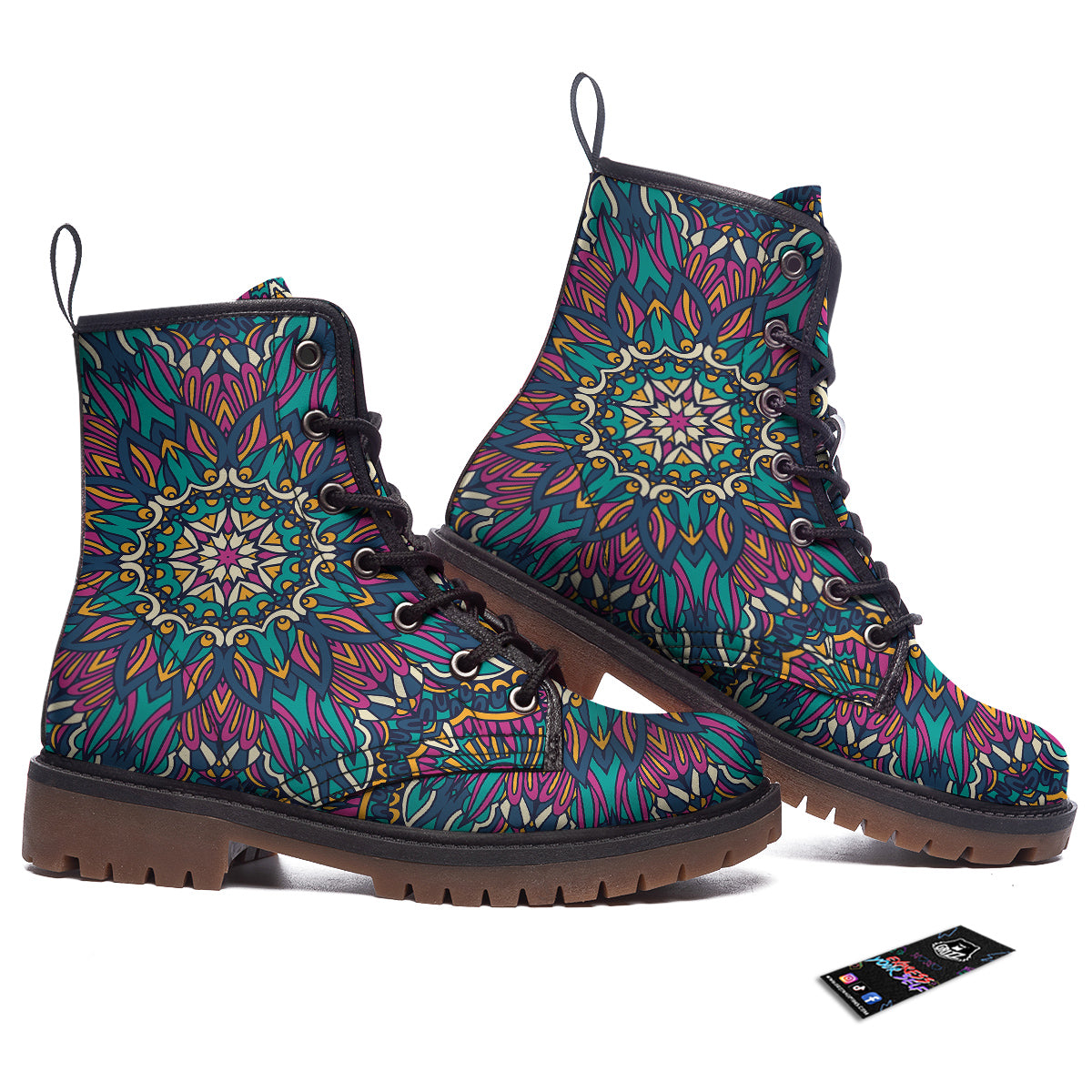 Mandala Coloful Print Work Boots-grizzshop
