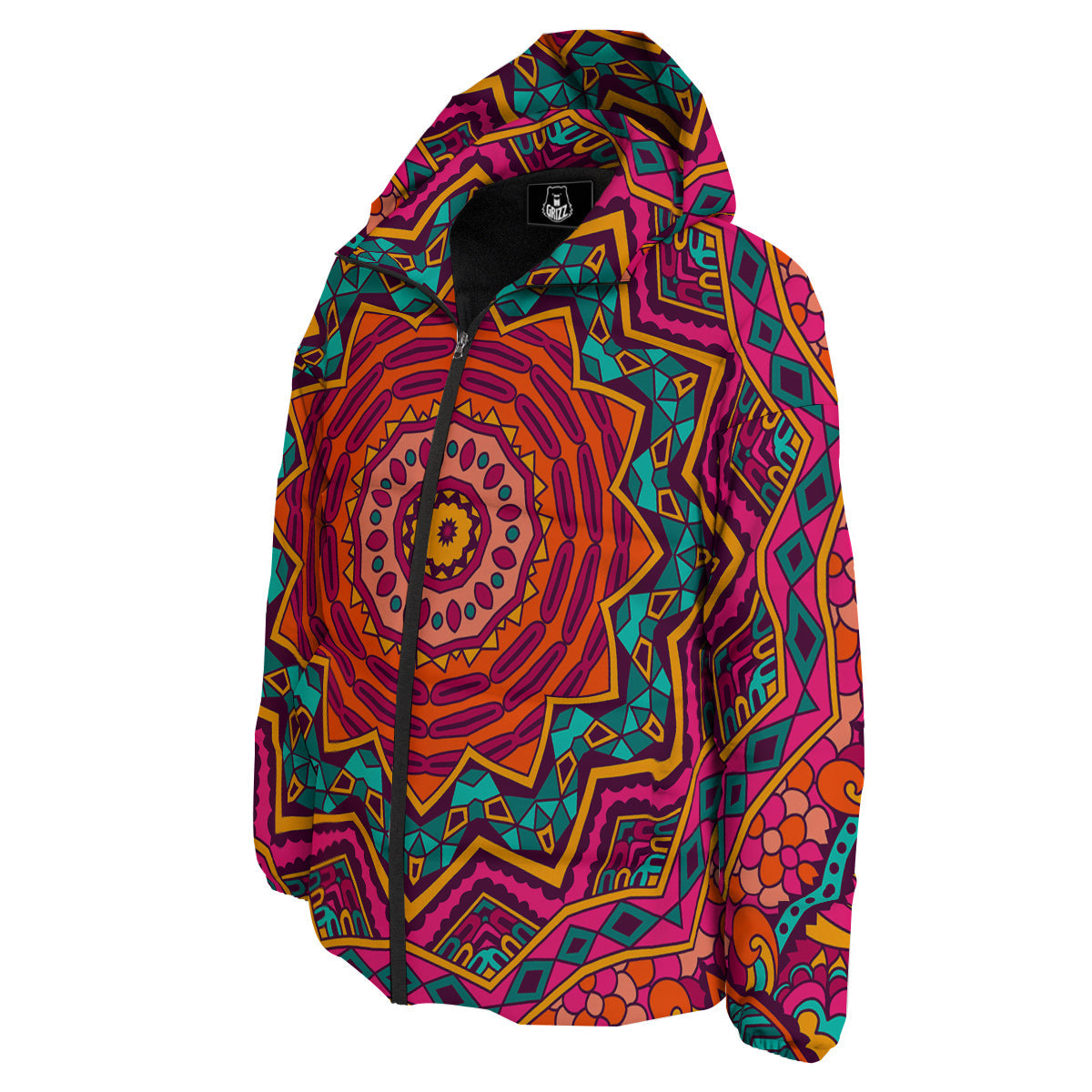 Mandala Colorful Print Down Jacket-grizzshop
