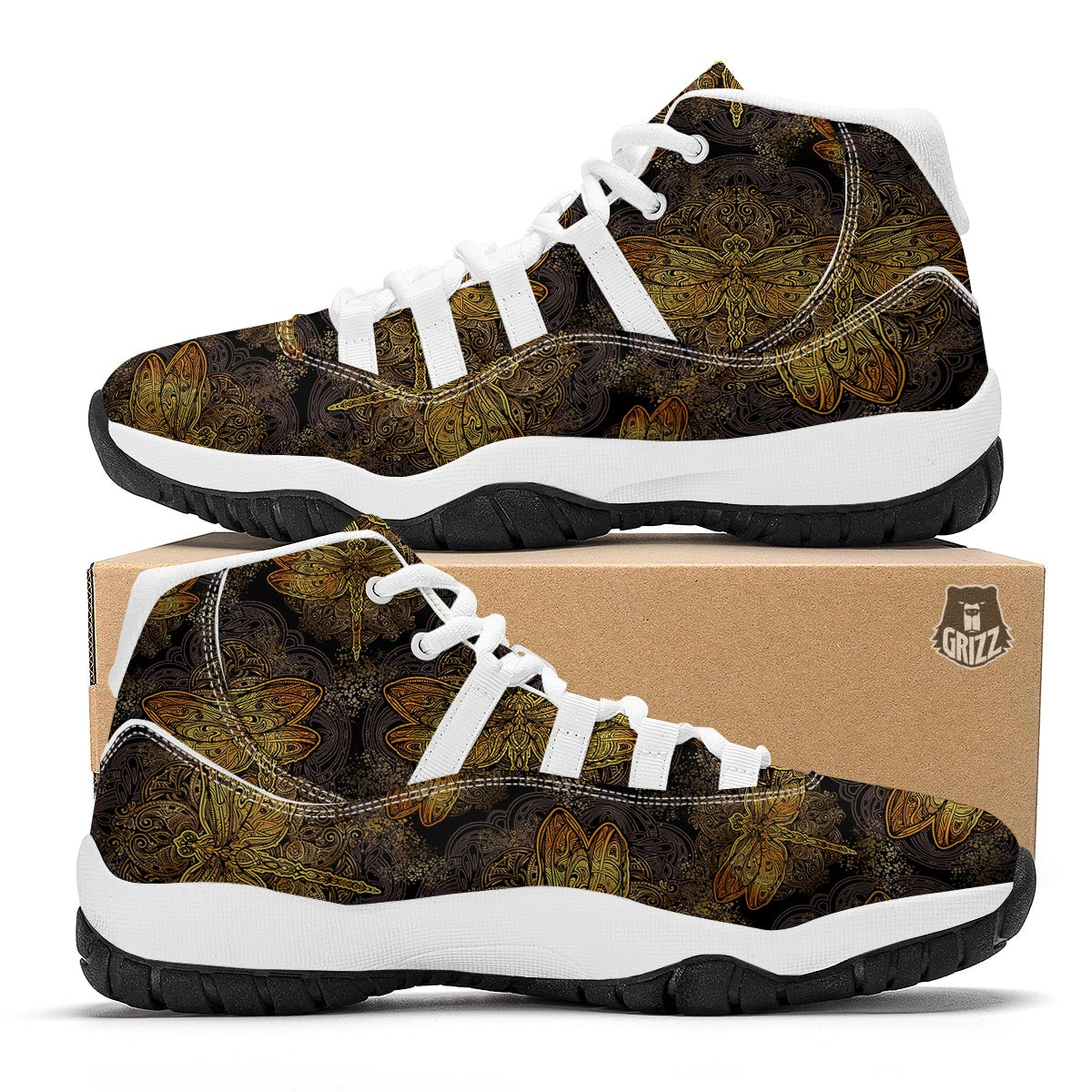 Mandala Dragon fly White Bball Shoes-grizzshop