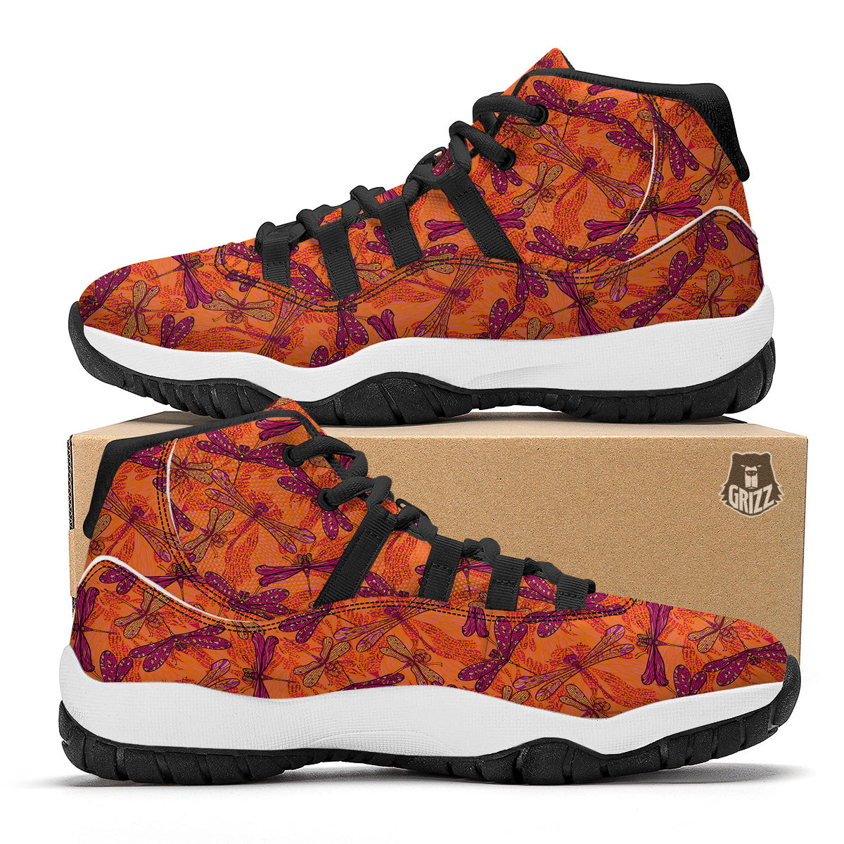 Mandala Dragonfly Print Black Bball Shoes-grizzshop