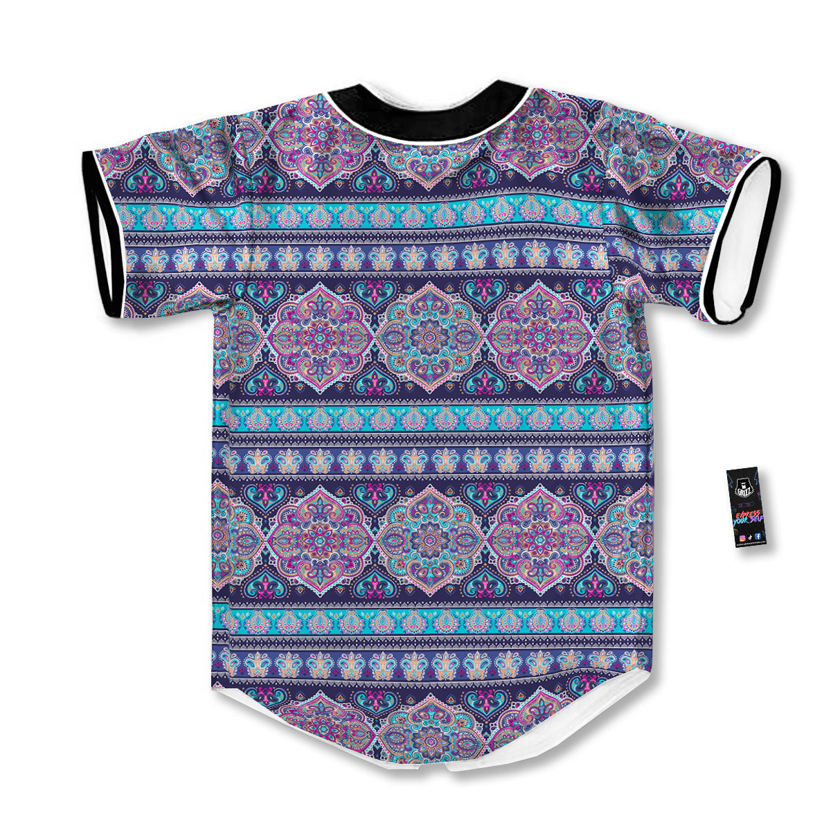 Mandala Ethnic Bohemian Print Pattern Baseball Jersey-grizzshop