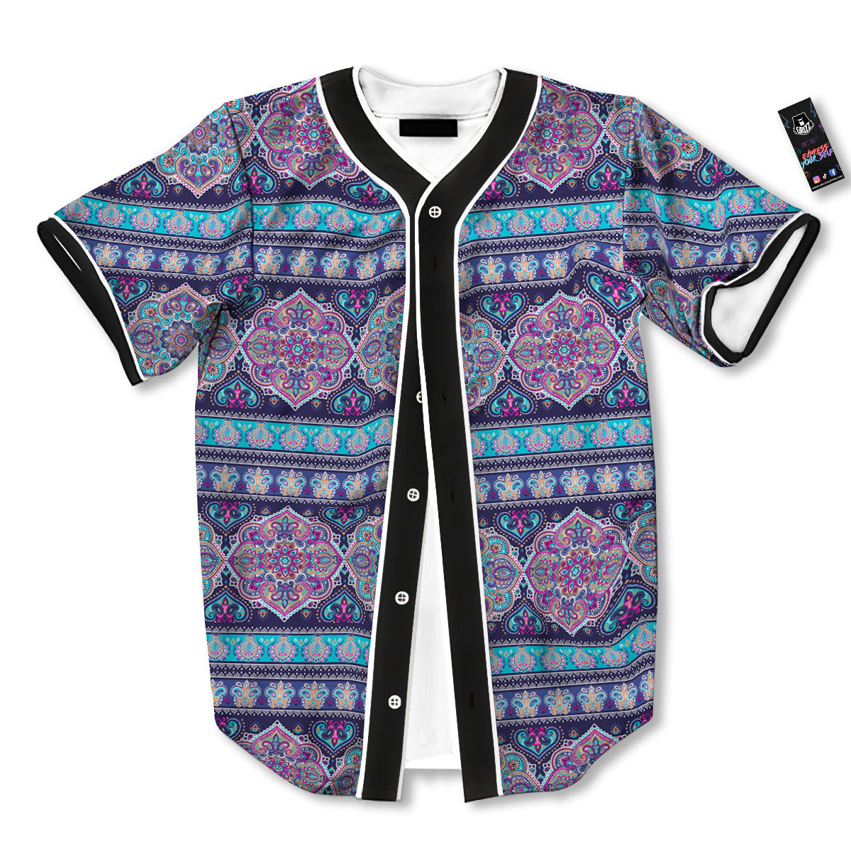 Mandala Ethnic Bohemian Print Pattern Baseball Jersey-grizzshop