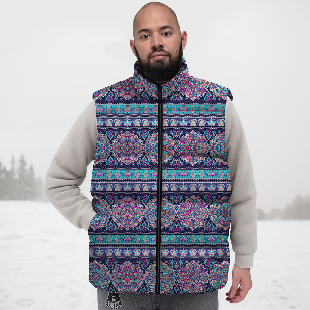 Mandala Ethnic Bohemian Print Pattern Down Vest