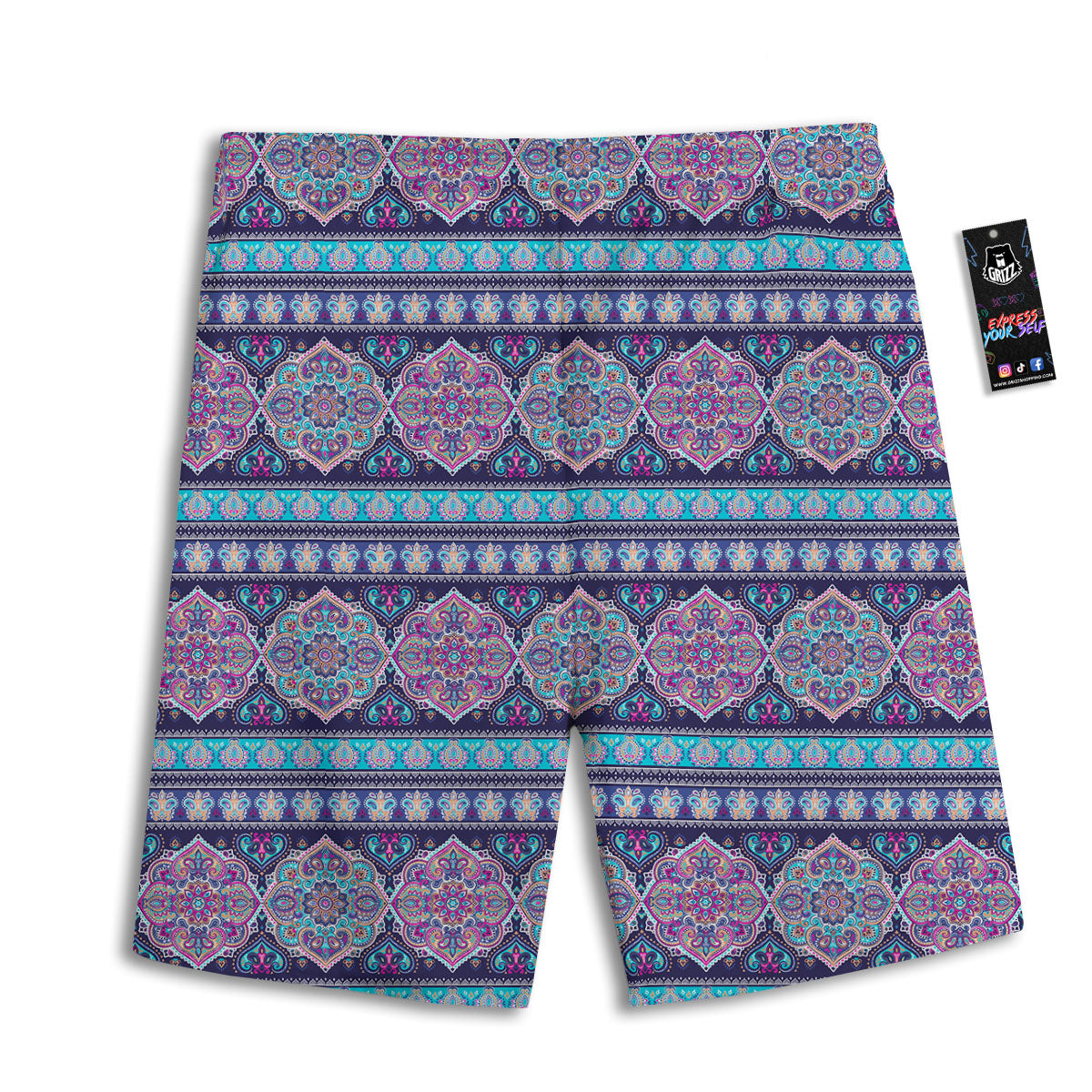 Orange And Black Argyle Print Men's Athletic Shorts