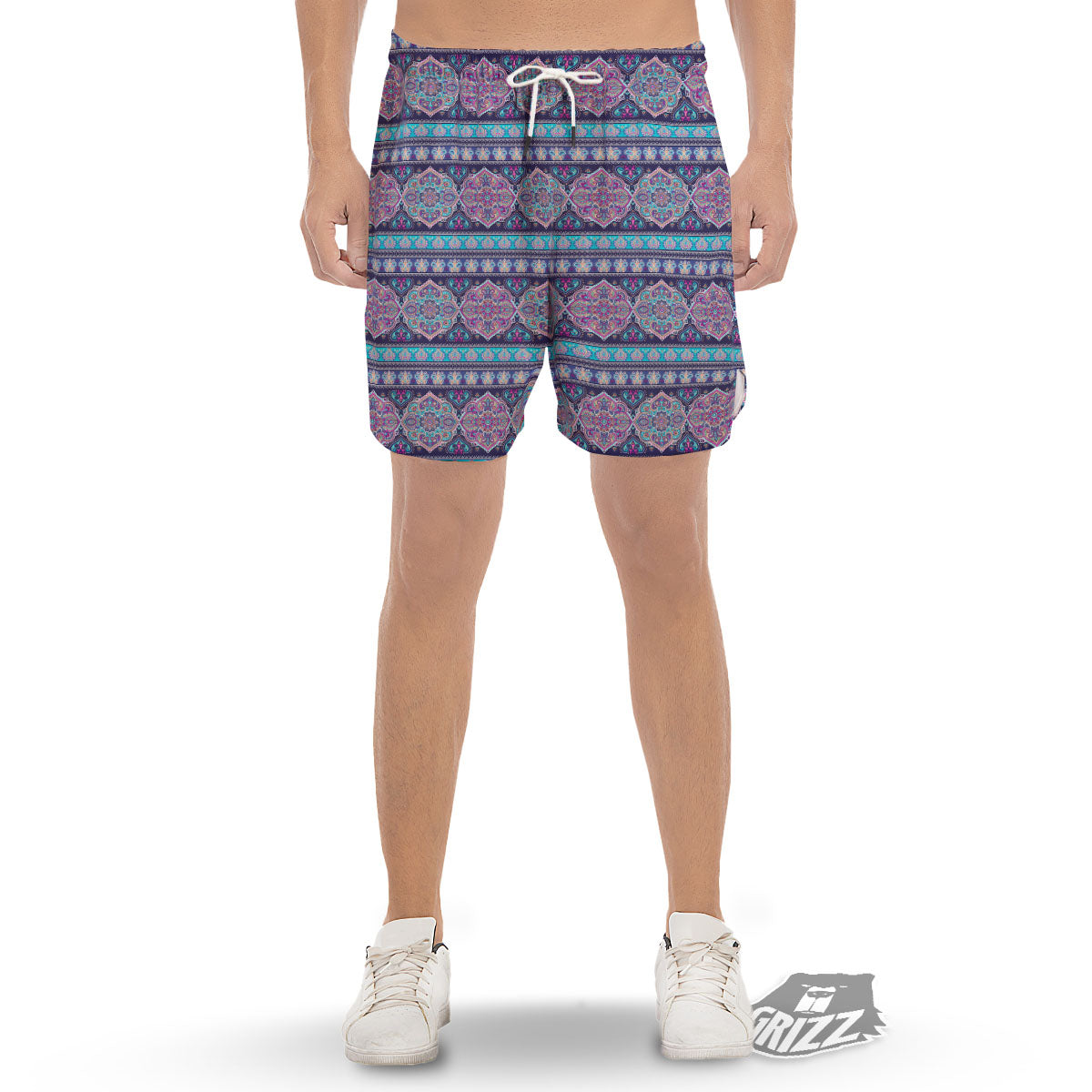 Mandala Ethnic Bohemian Print Pattern Men's Gym Shorts-grizzshop