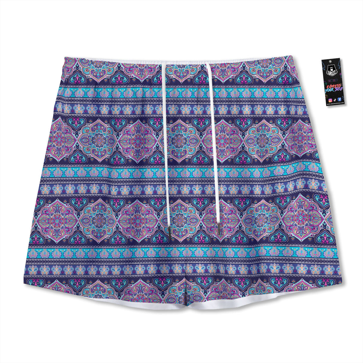 Mandala Ethnic Bohemian Print Pattern Mesh Shorts