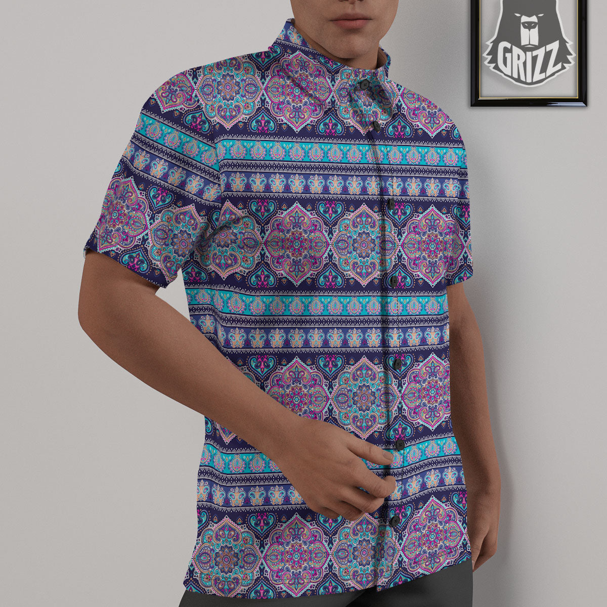 Mandala Ethnic Bohemian Print Pattern Untucked Shirts-grizzshop