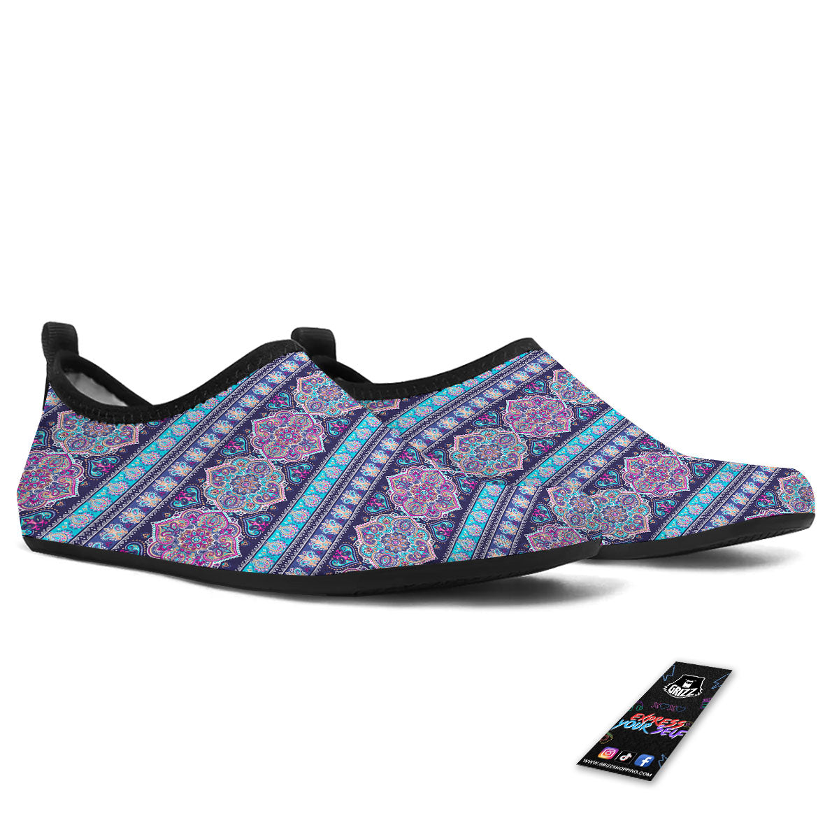 Mandala Ethnic Bohemian Print Pattern Water Shoes-grizzshop