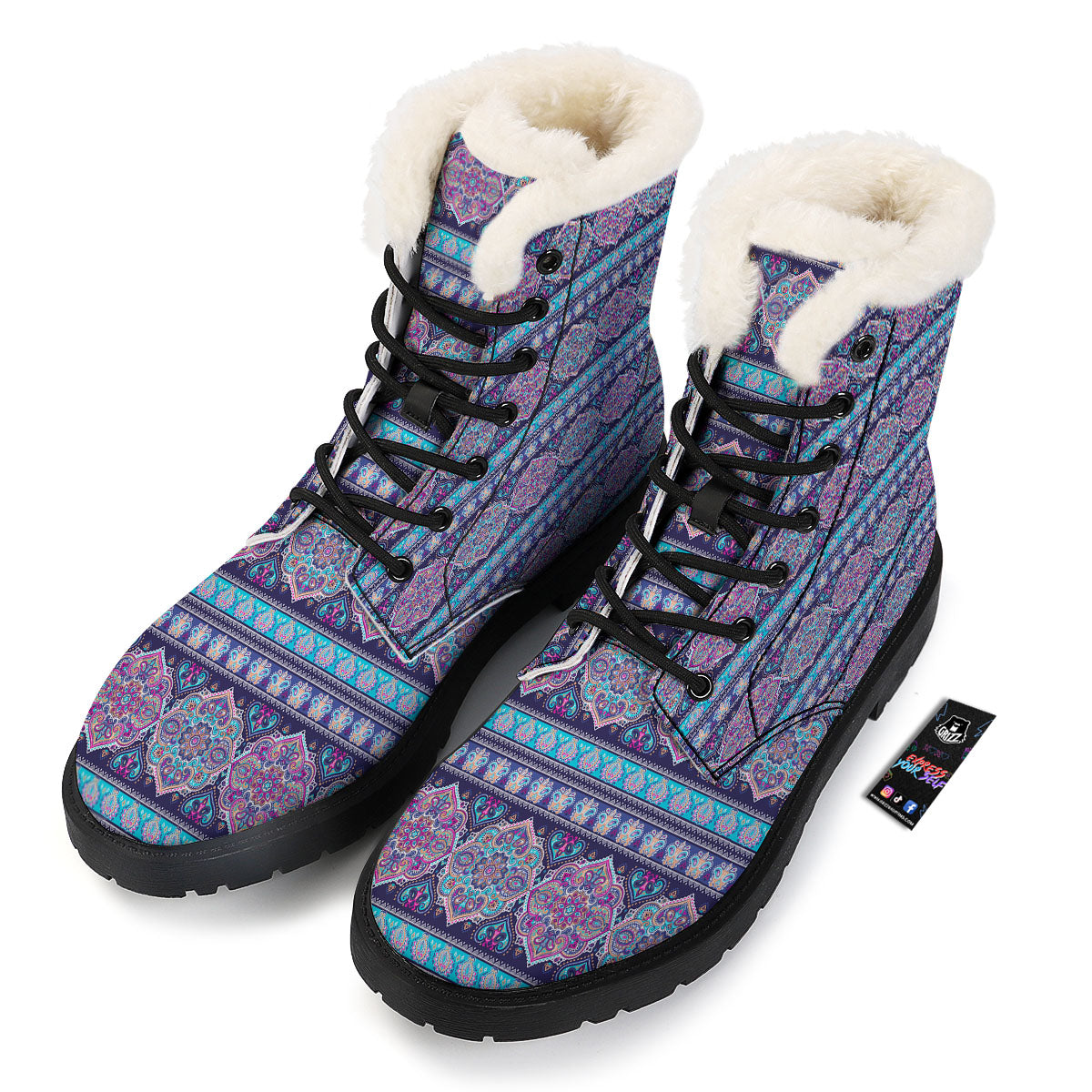 Mandala Ethnic Bohemian Print Pattern Winter Boots-grizzshop