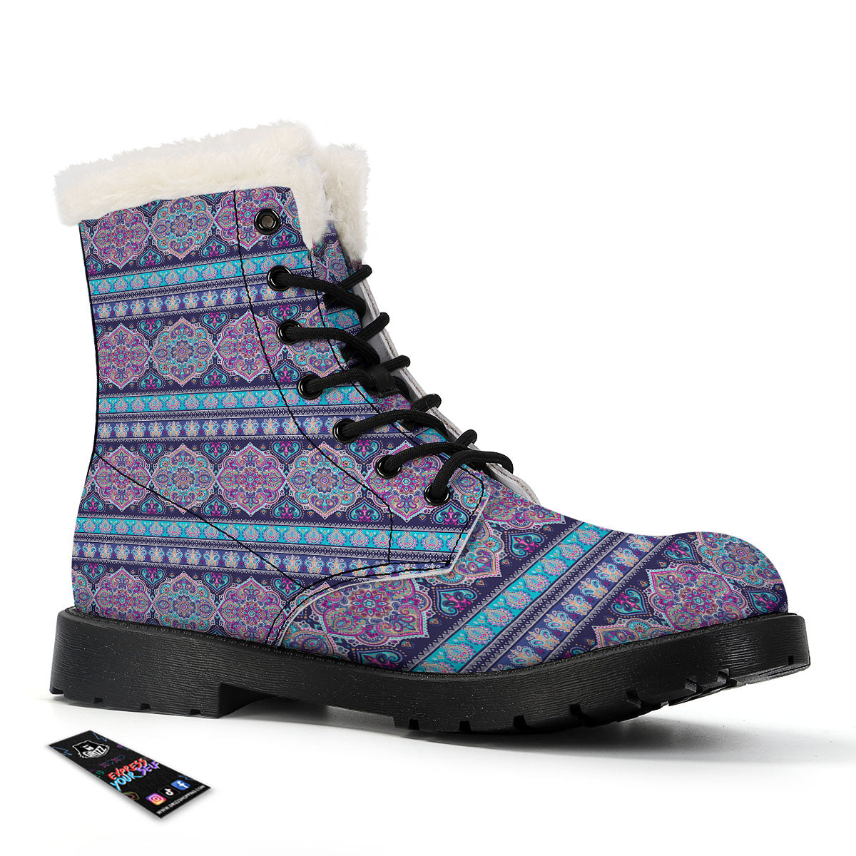 Mandala Ethnic Bohemian Print Pattern Winter Boots-grizzshop