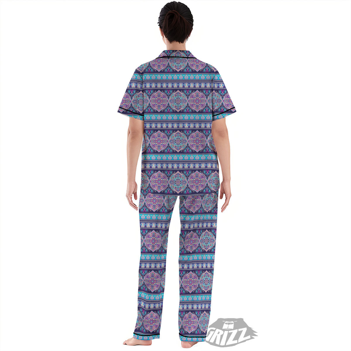Mandala Ethnic Bohemian Print Pattern Women's Pajamas Set-grizzshop
