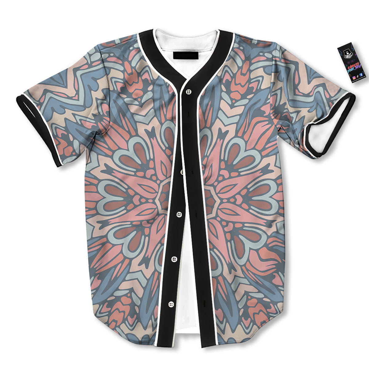 Mandala Ethnic Pastel Print Baseball Jersey-grizzshop