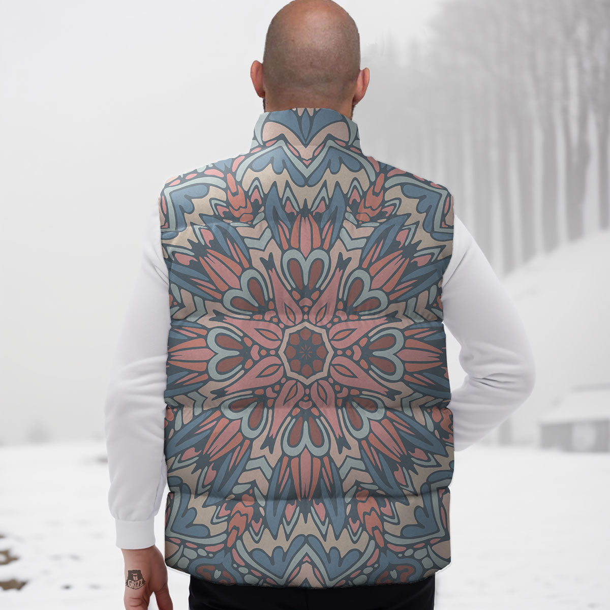 Mandala Ethnic Pastel Print Down Vest