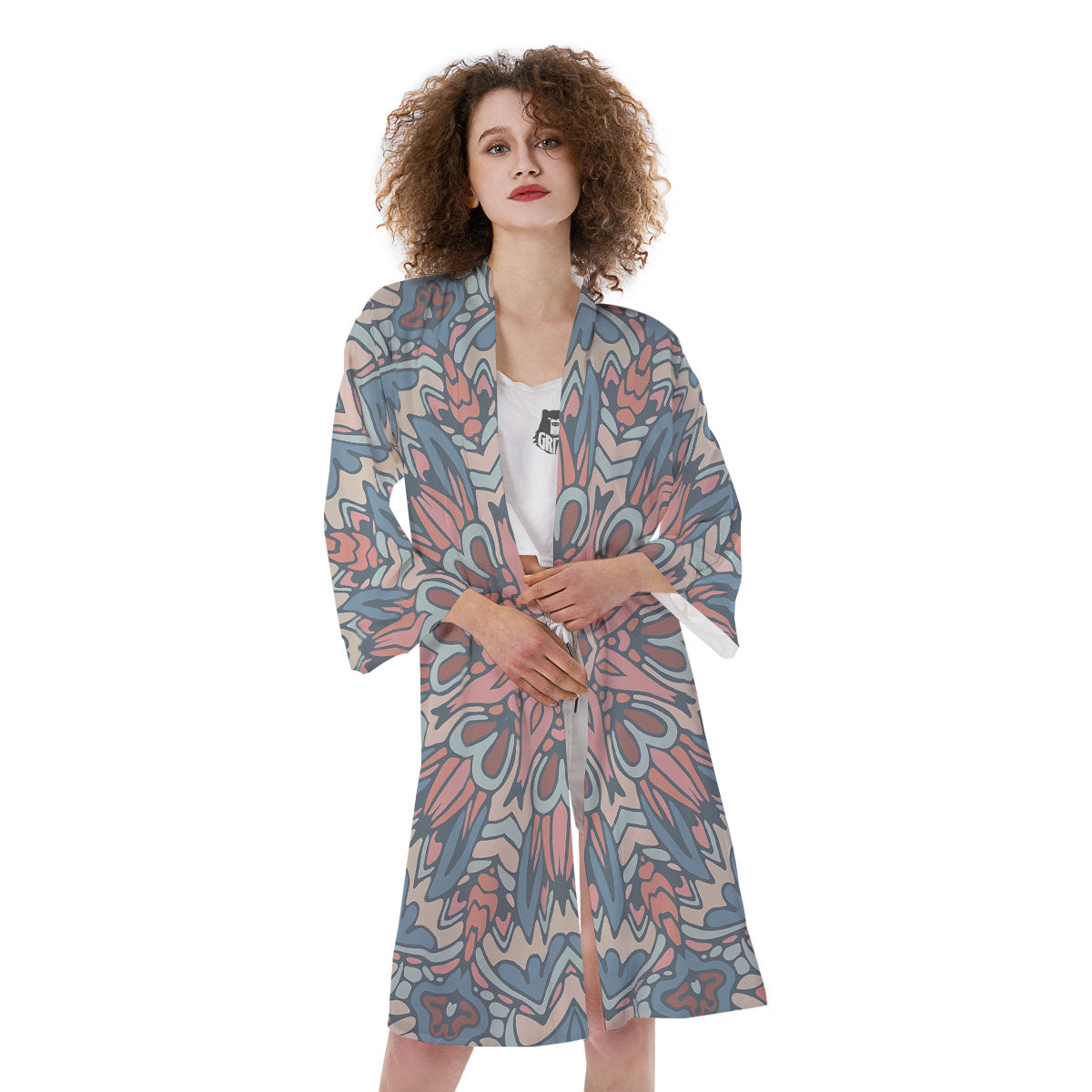 Mandala Ethnic Pastel Print Kimono-grizzshop