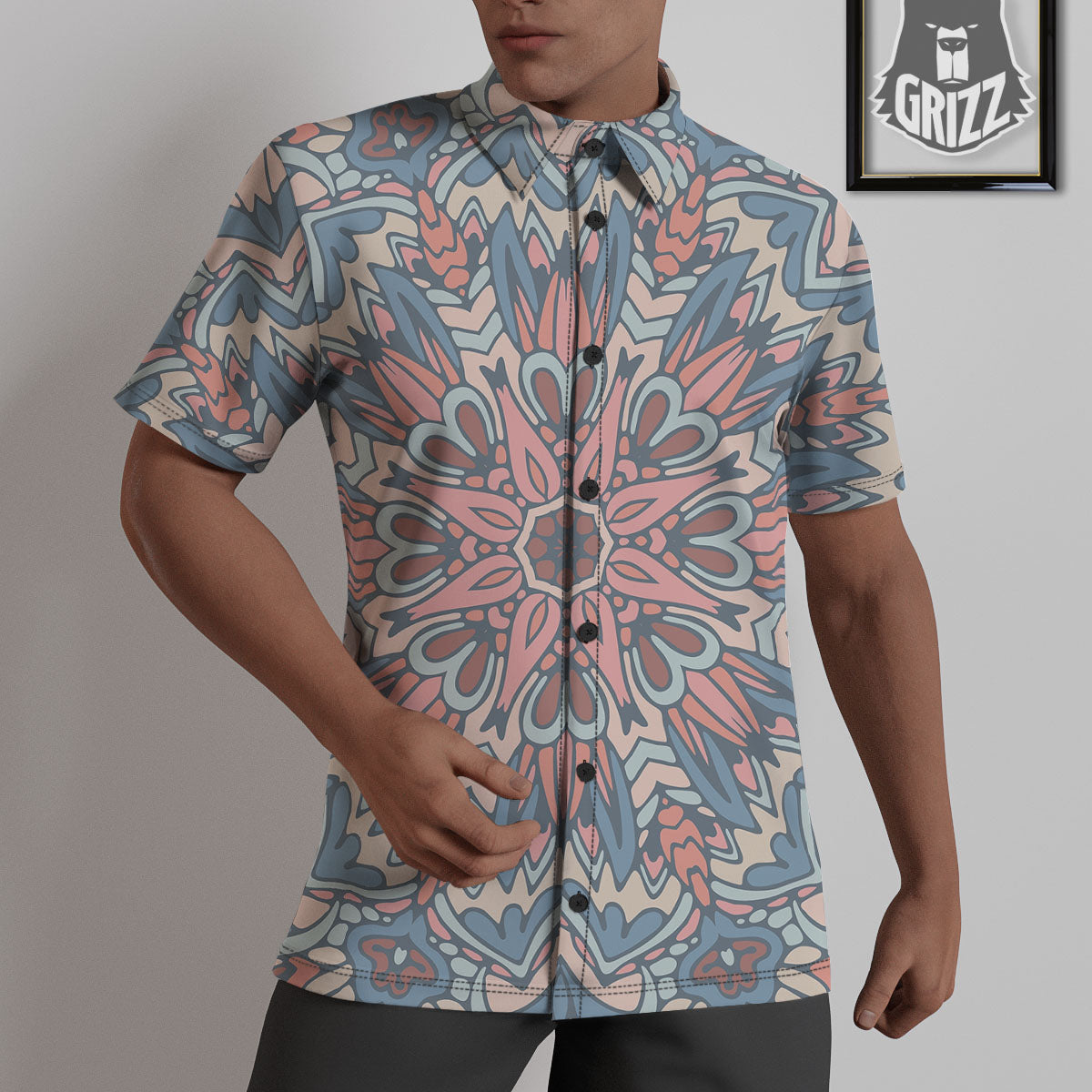 Mandala Ethnic Pastel Print Untucked Shirts-grizzshop