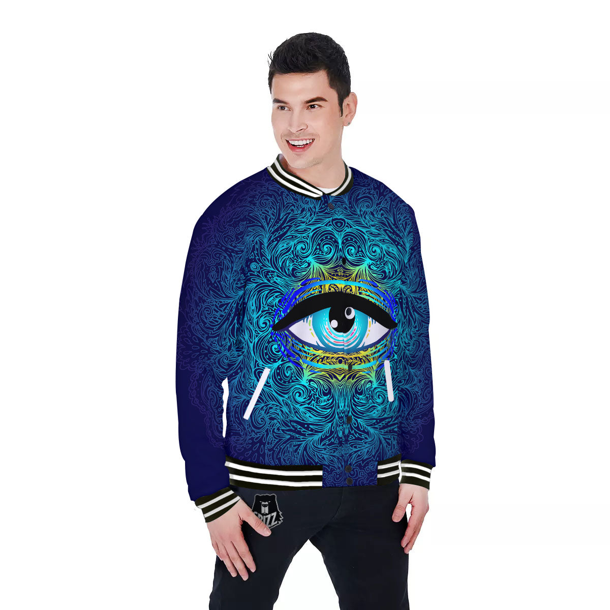 Mandala Eye Of Providence Print Baseball Jacket-grizzshop