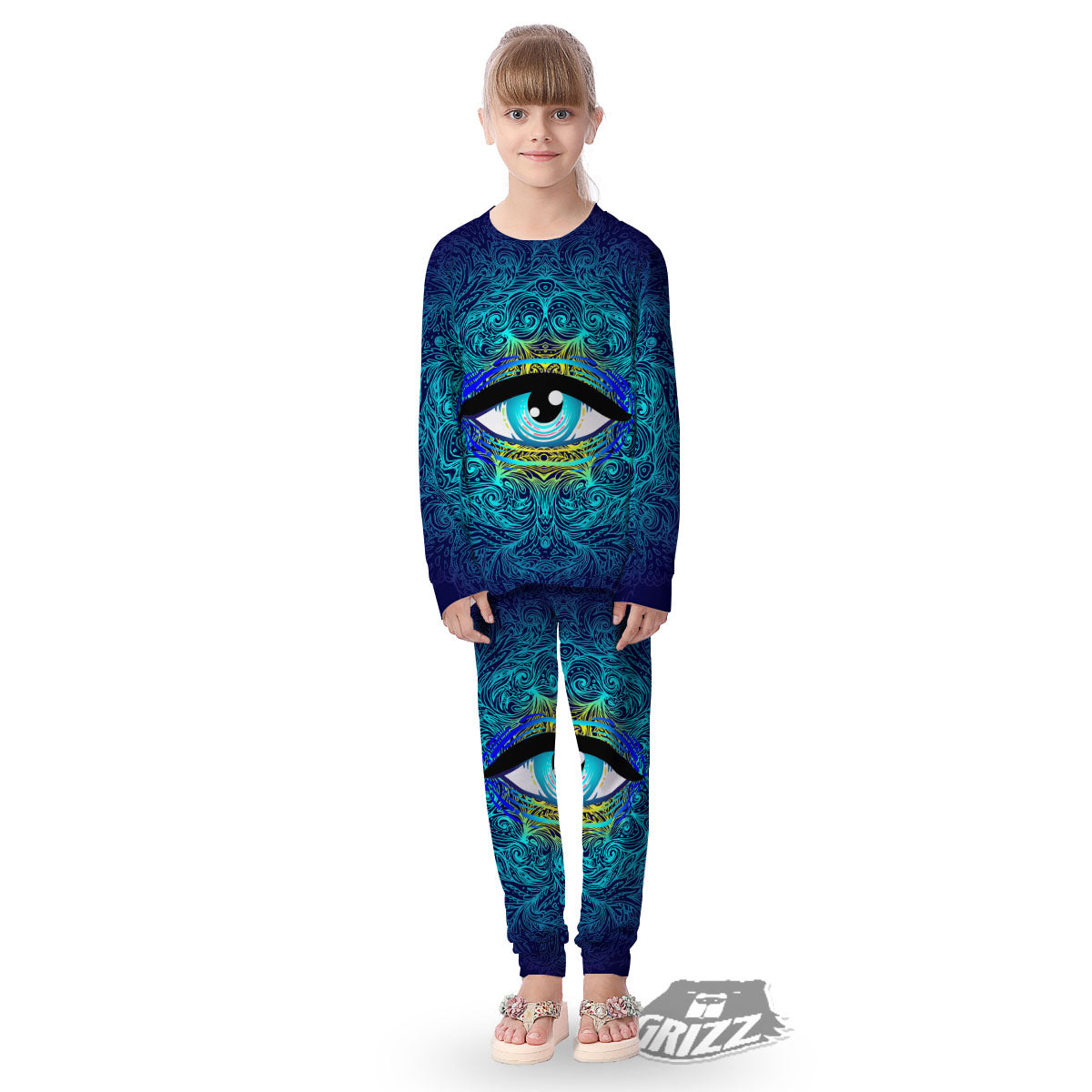 Mandala Eye Of Providence Print Kid's Pajamas-grizzshop