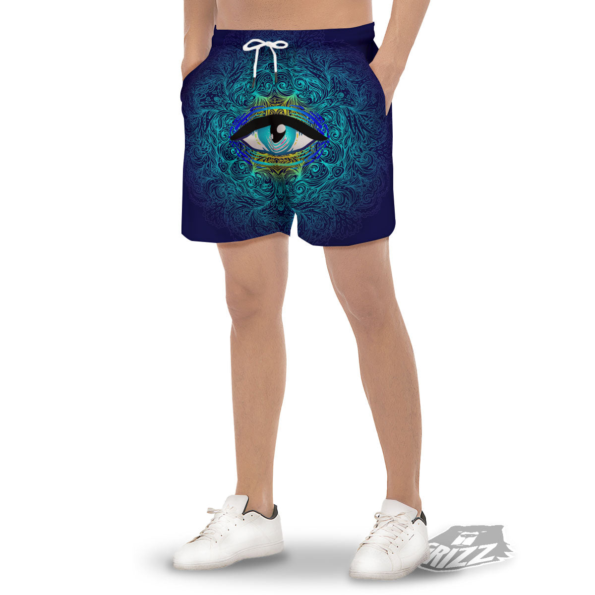 Mandala Eye Of Providence Print Men's Gym Shorts-grizzshop