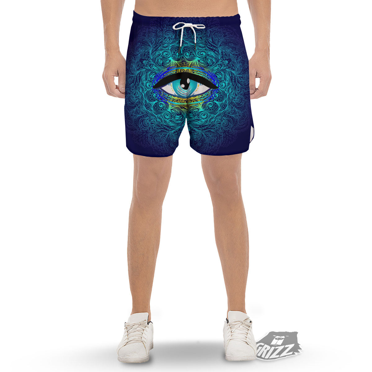 Mandala Eye Of Providence Print Men's Gym Shorts-grizzshop
