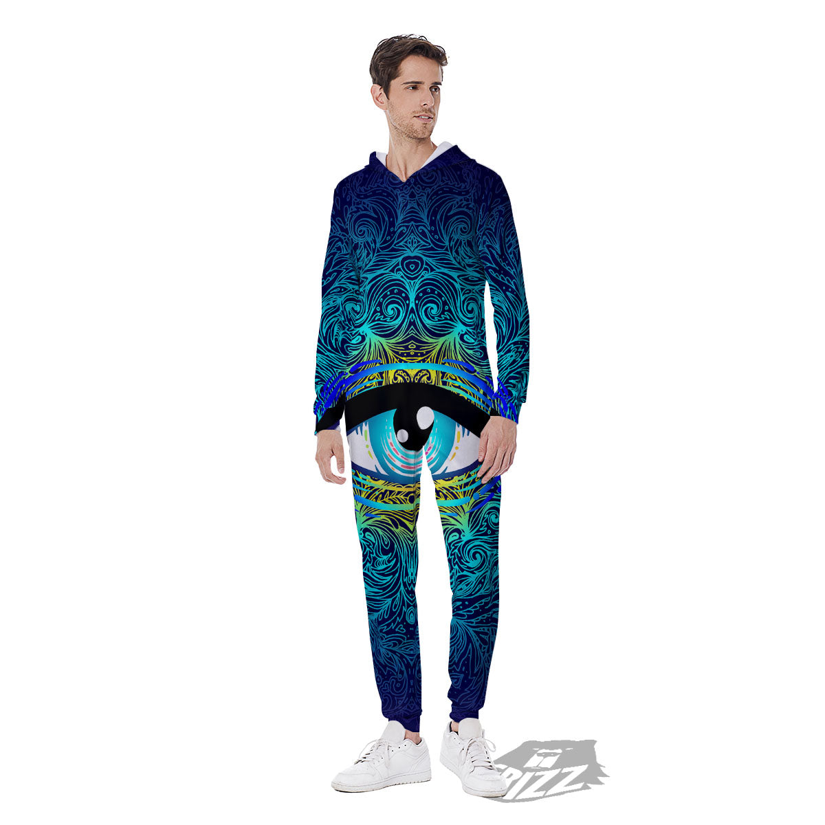 Mandala Eye Of Providence Print Men's Jumpsuit-grizzshop