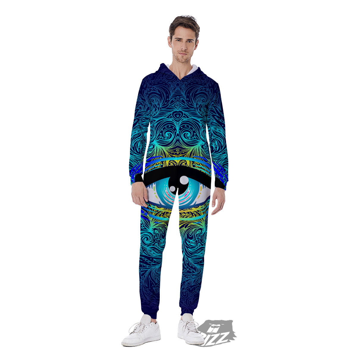 Mandala Eye Of Providence Print Men's Jumpsuit-grizzshop