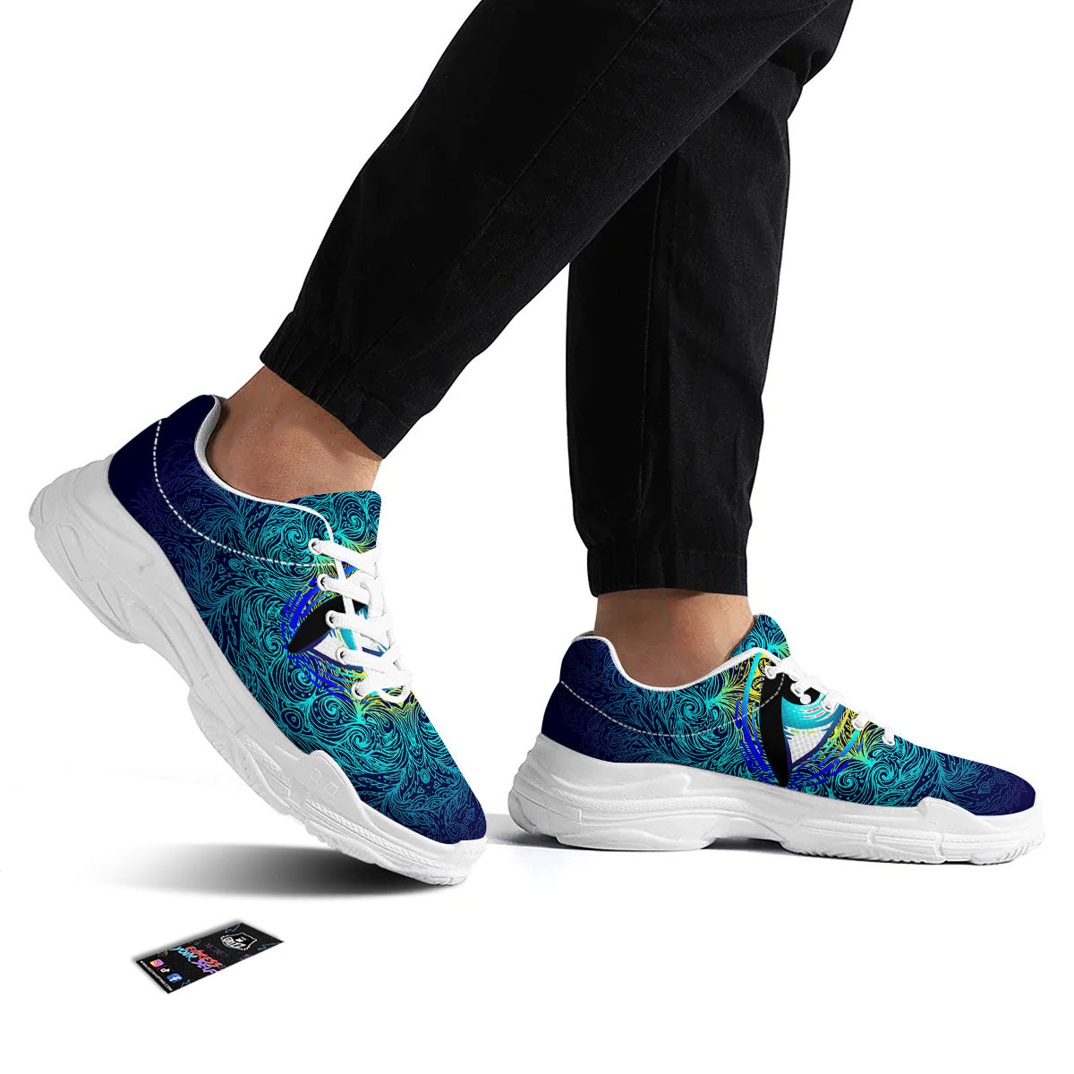 Mandala Eye Of Providence Print White Chunky Shoes-grizzshop