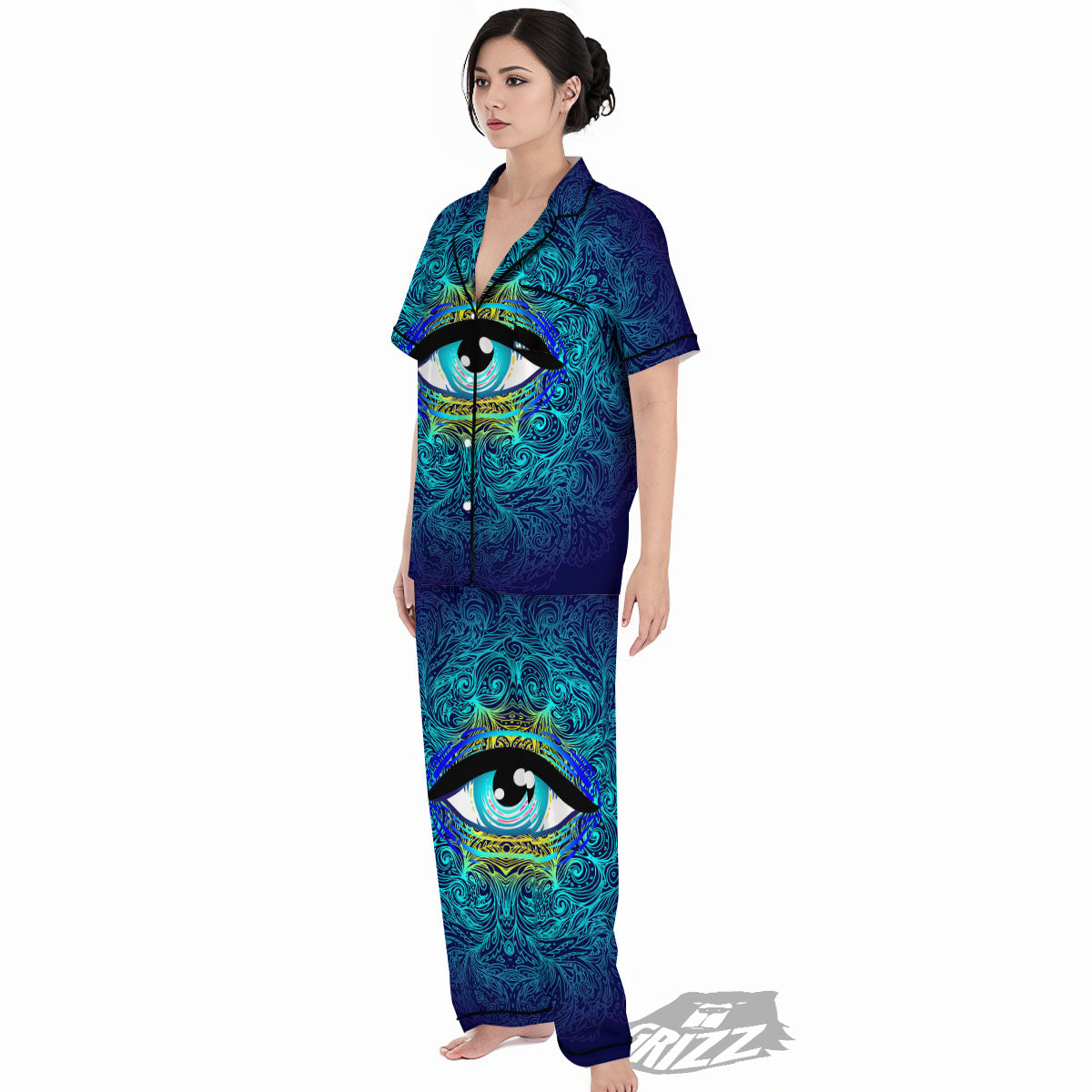 Mandala Eye Of Providence Print Women's Pajamas Set-grizzshop
