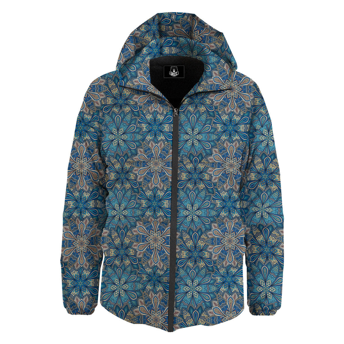 Mandala Floral Boho Chic Print Down Jacket-grizzshop