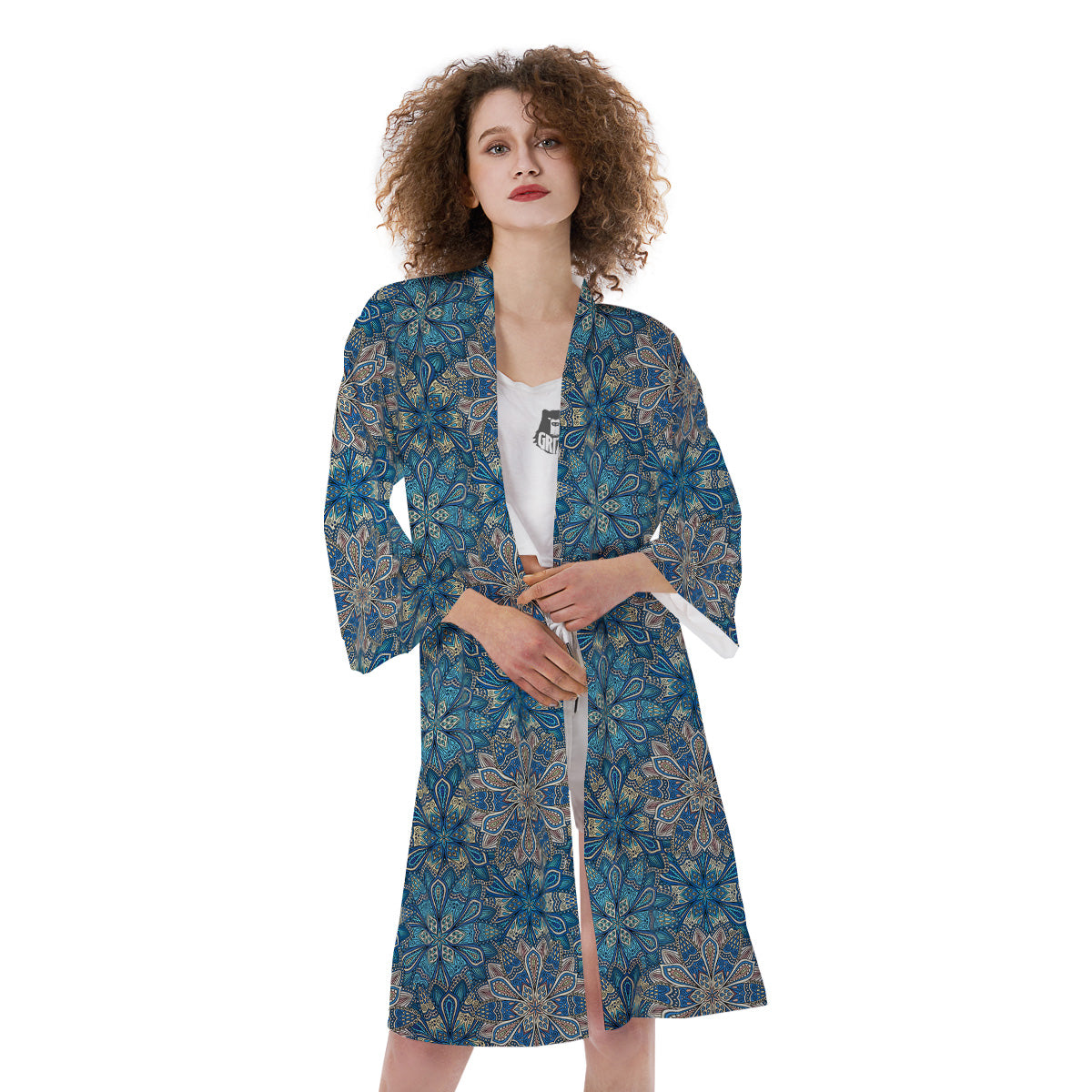 Mandala Floral Boho Chic Print Kimono-grizzshop