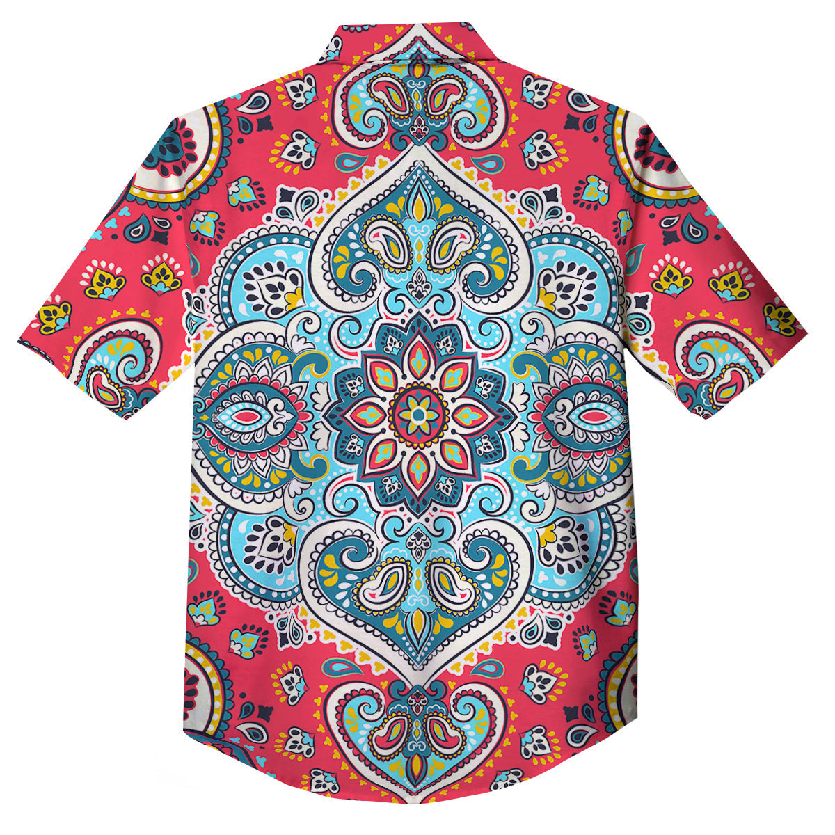 Mandala Floral Colorful Print Button Up Shirt-grizzshop