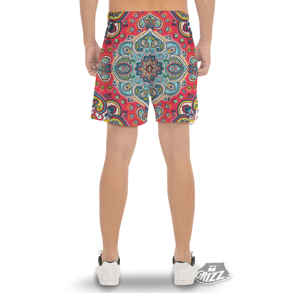 Mandala Floral Colorful Print Men's Gym Shorts-grizzshop