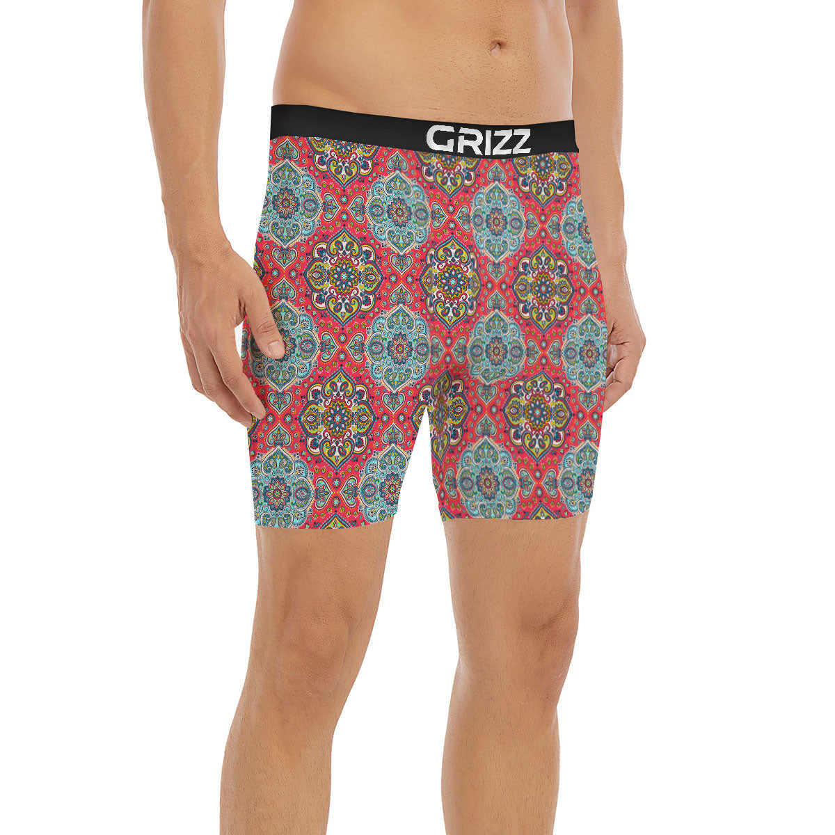 Mandala Floral Paisley Print Boxer Briefs-grizzshop