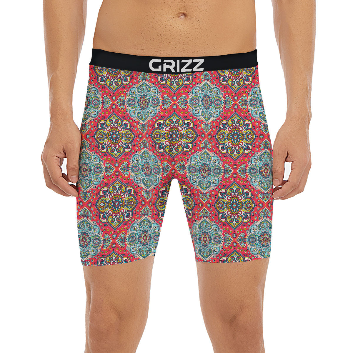 Mandala Floral Paisley Print Boxer Briefs-grizzshop