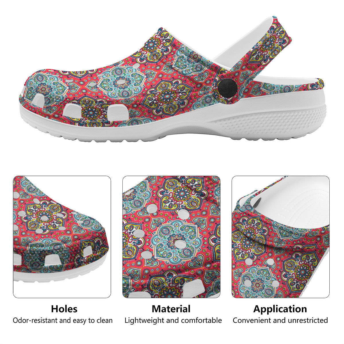 Mandala Floral Paisley Print Clog-grizzshop