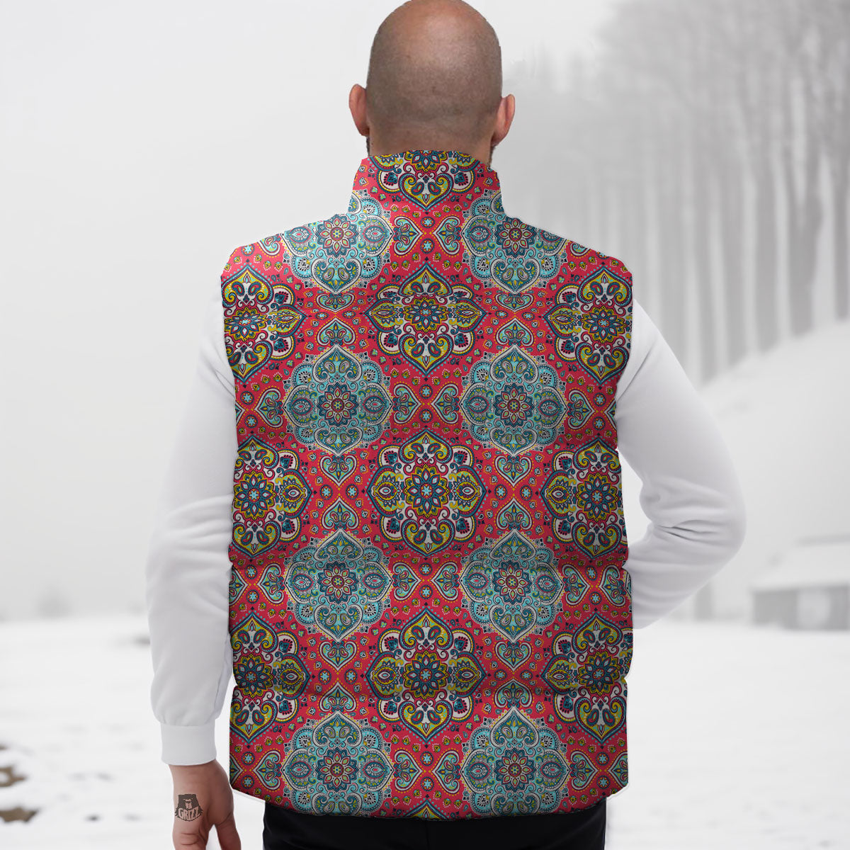 Mandala Floral Paisley Print Down Vest