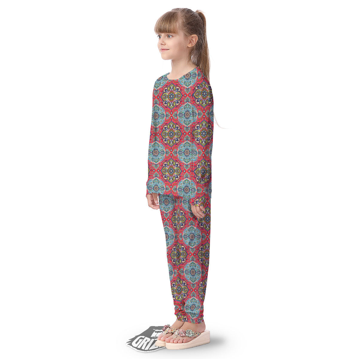 Mandala Floral Paisley Print Kid's Pajamas-grizzshop
