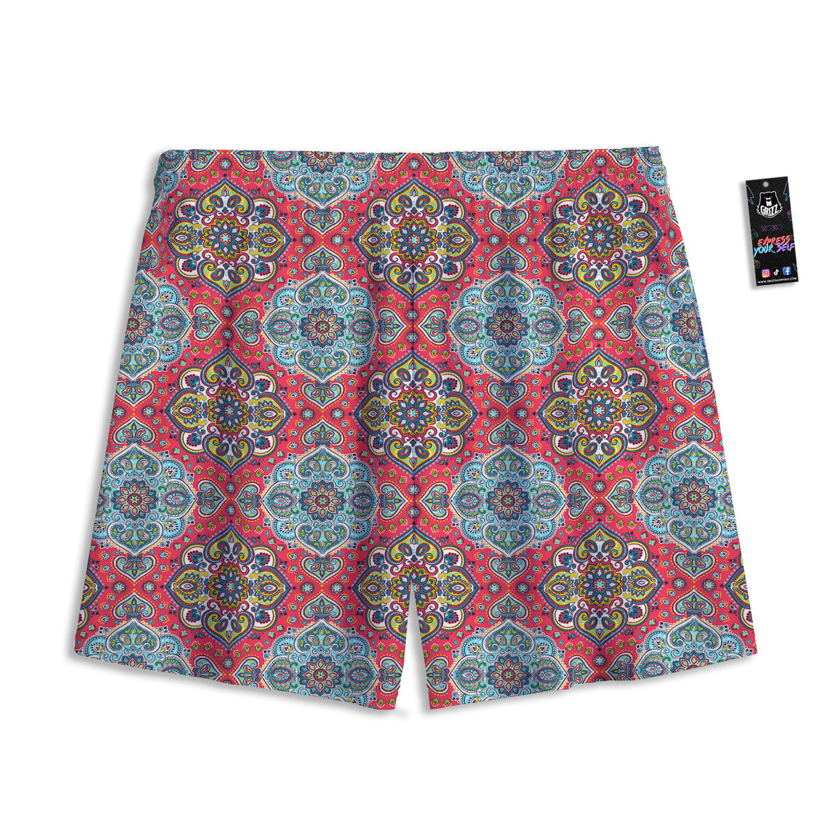 Mandala Floral Paisley Print Mesh Shorts