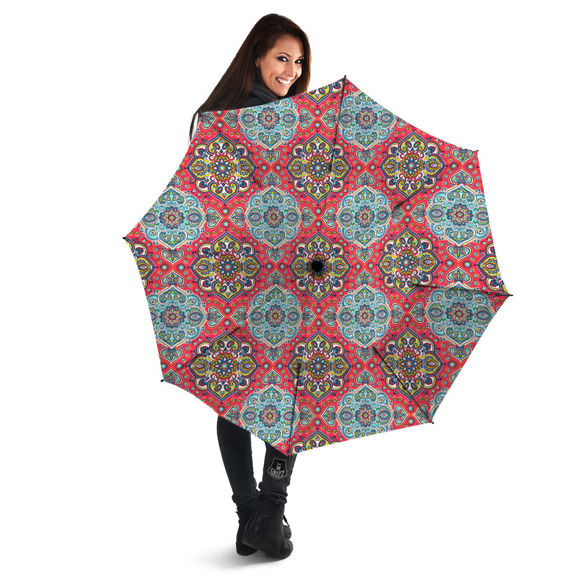 Mandala Floral Paisley Print Umbrella-grizzshop