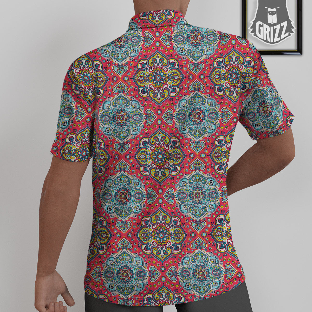 Mandala Floral Paisley Print Untucked Shirts-grizzshop