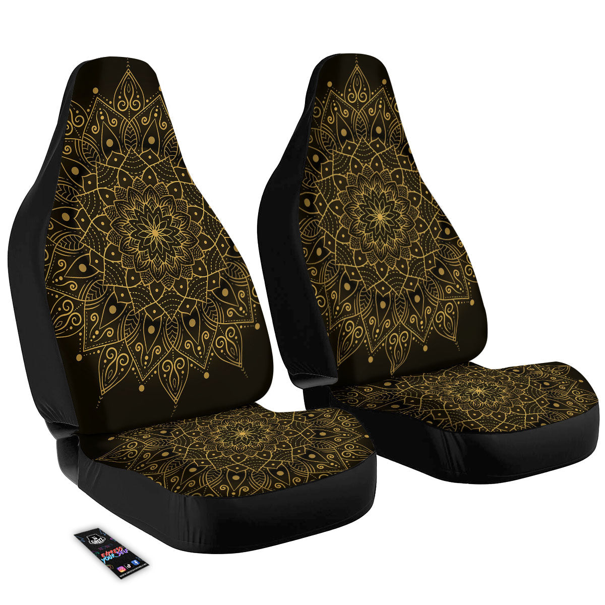 Mandala Gold And Black Print Car Seat Covers-grizzshop