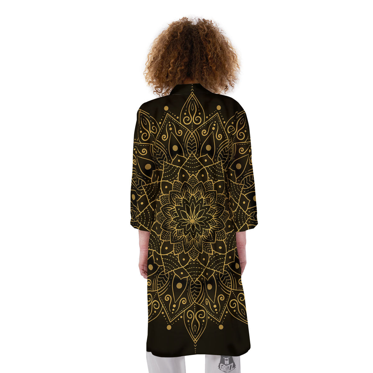 Mandala Gold And Black Print Kimono-grizzshop