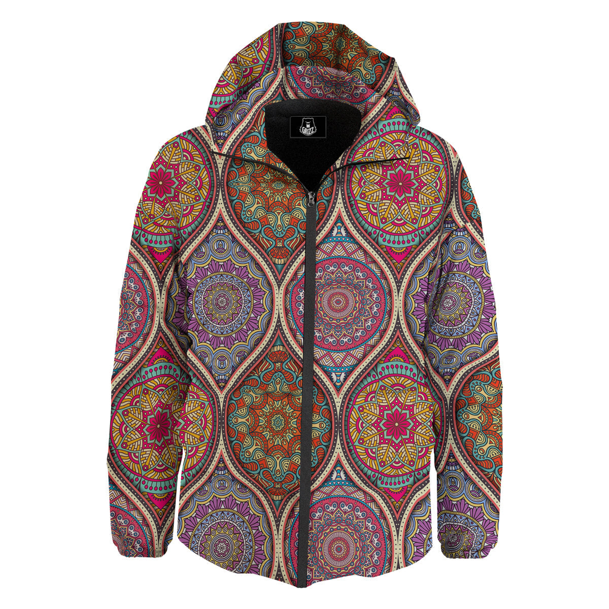 Mandala Indian Vintage Print Pattern Down Jacket-grizzshop