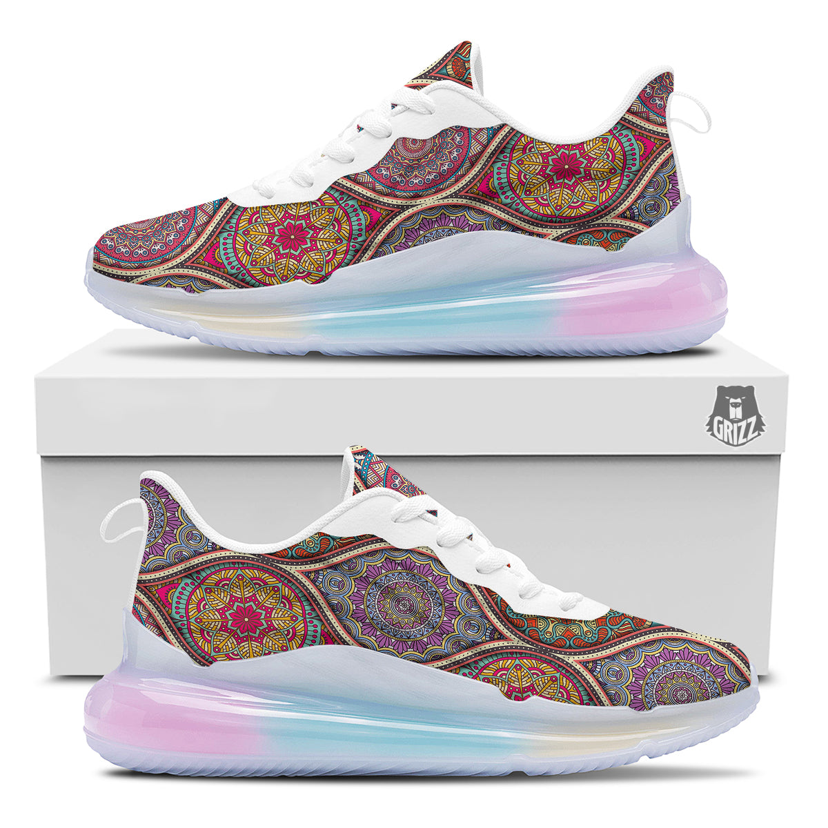 Mandala Indian Vintage Print Pattern Running Sneakers-grizzshop