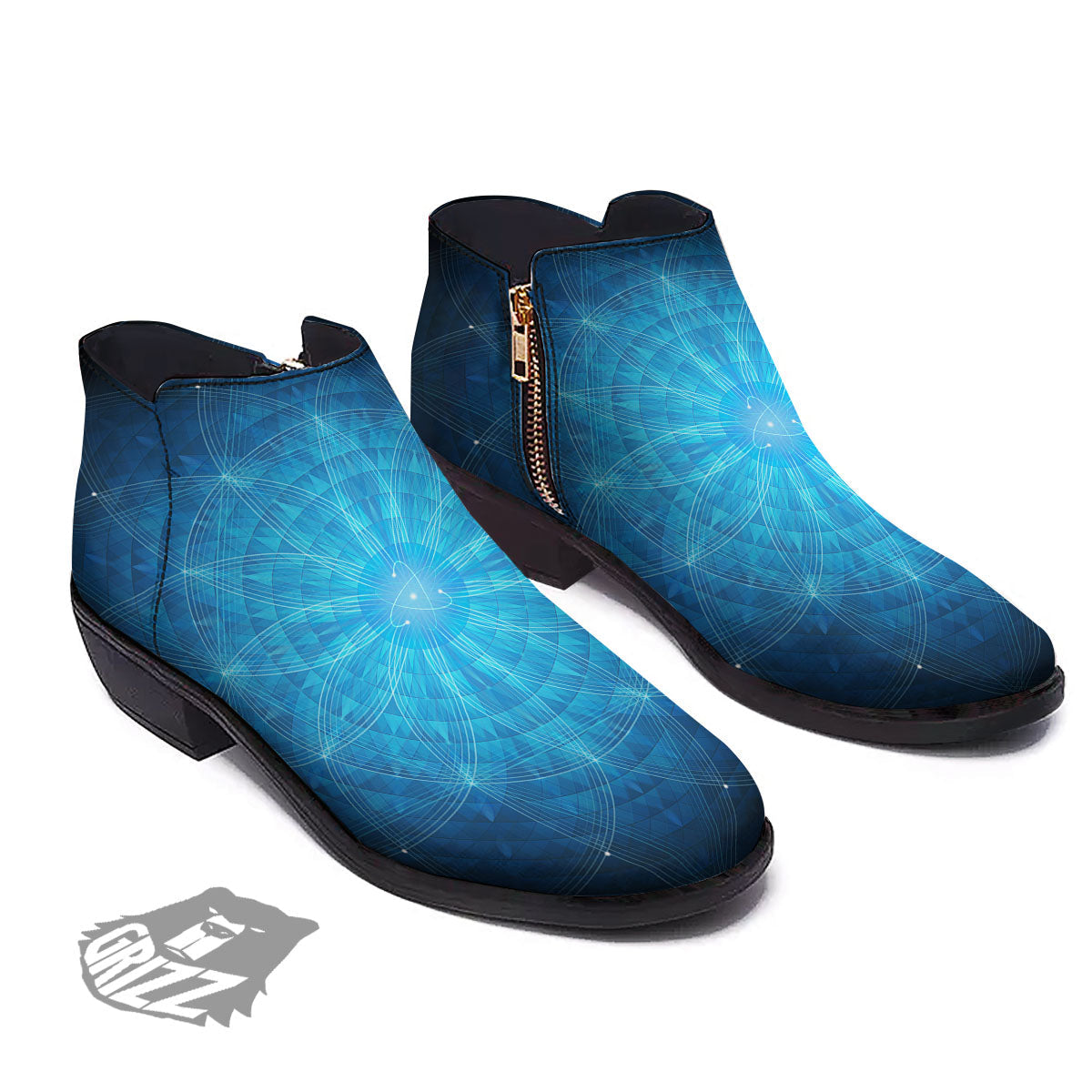 Mandala Light Print Ankle Boots-grizzshop