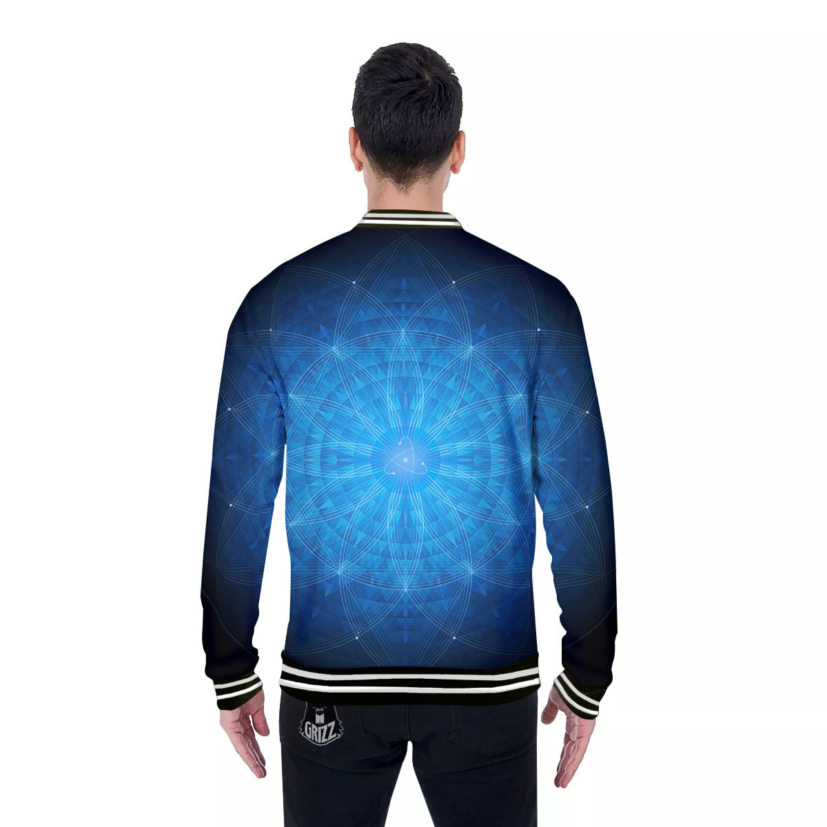 Mandala Light Print Baseball Jacket-grizzshop