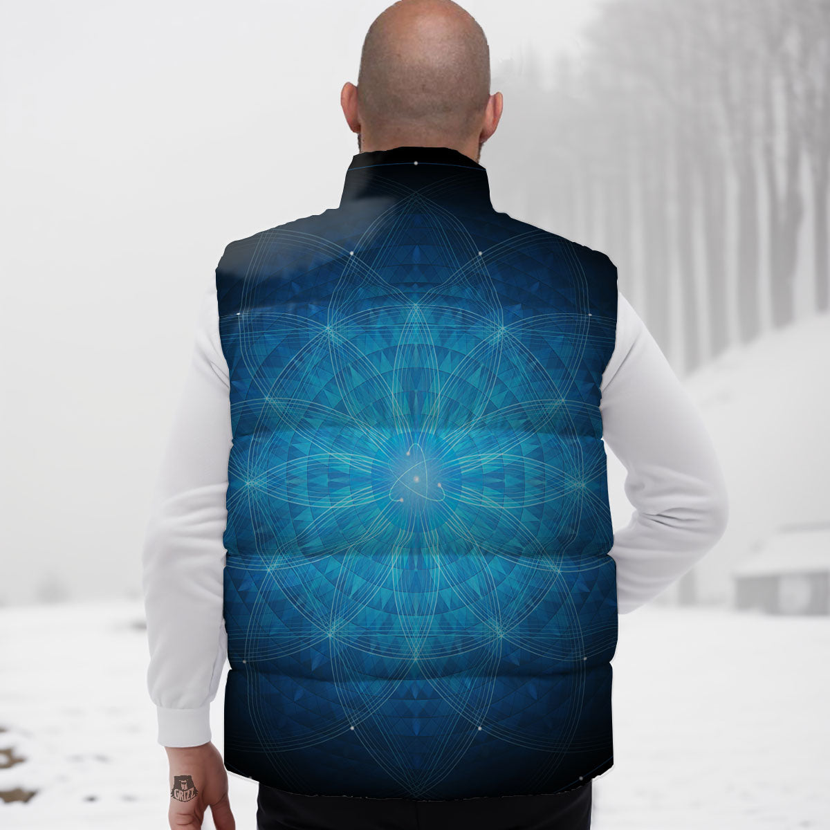 Mandala Light Print Down Vest-grizzshop