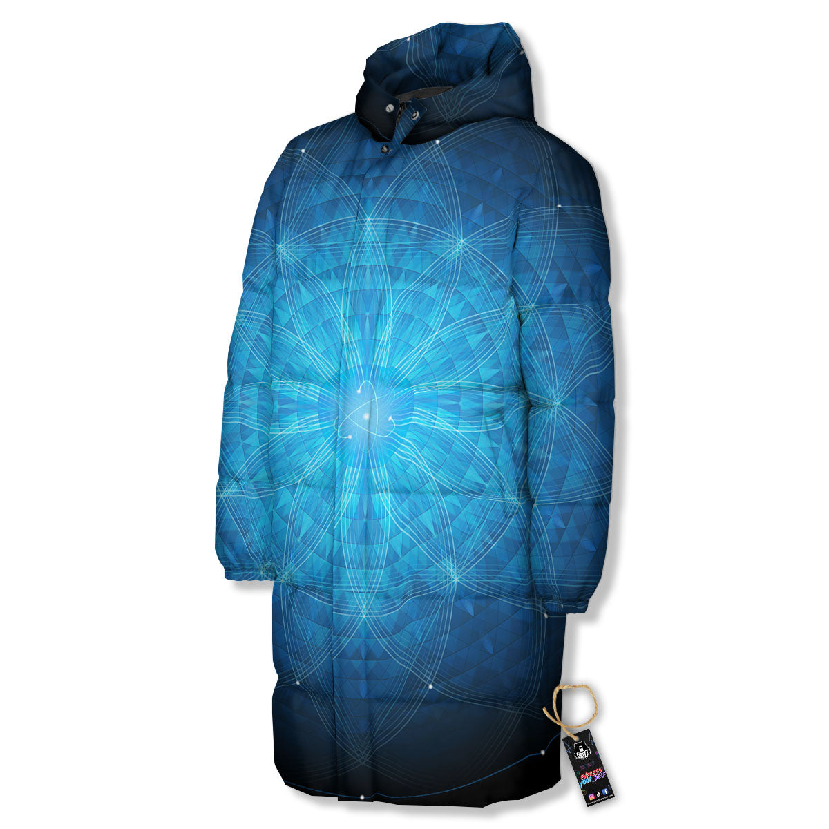 Mandala Light Print Long Down Jacket-grizzshop