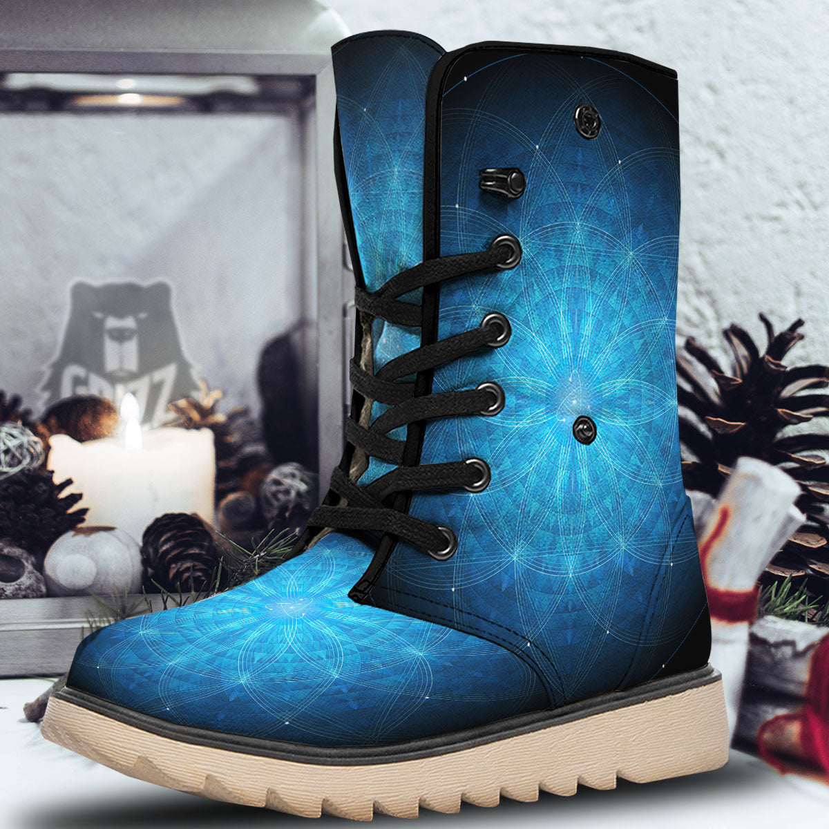Mandala Light Print Snow Boots-grizzshop